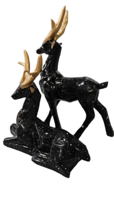 Black Resin Deer Pair – Sitting & Standing