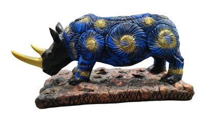 Decorative Blue Resin Rhino