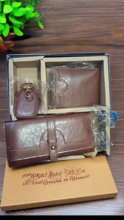 LEATHER WALLET AND CLUTCH COMBO GIFT SET