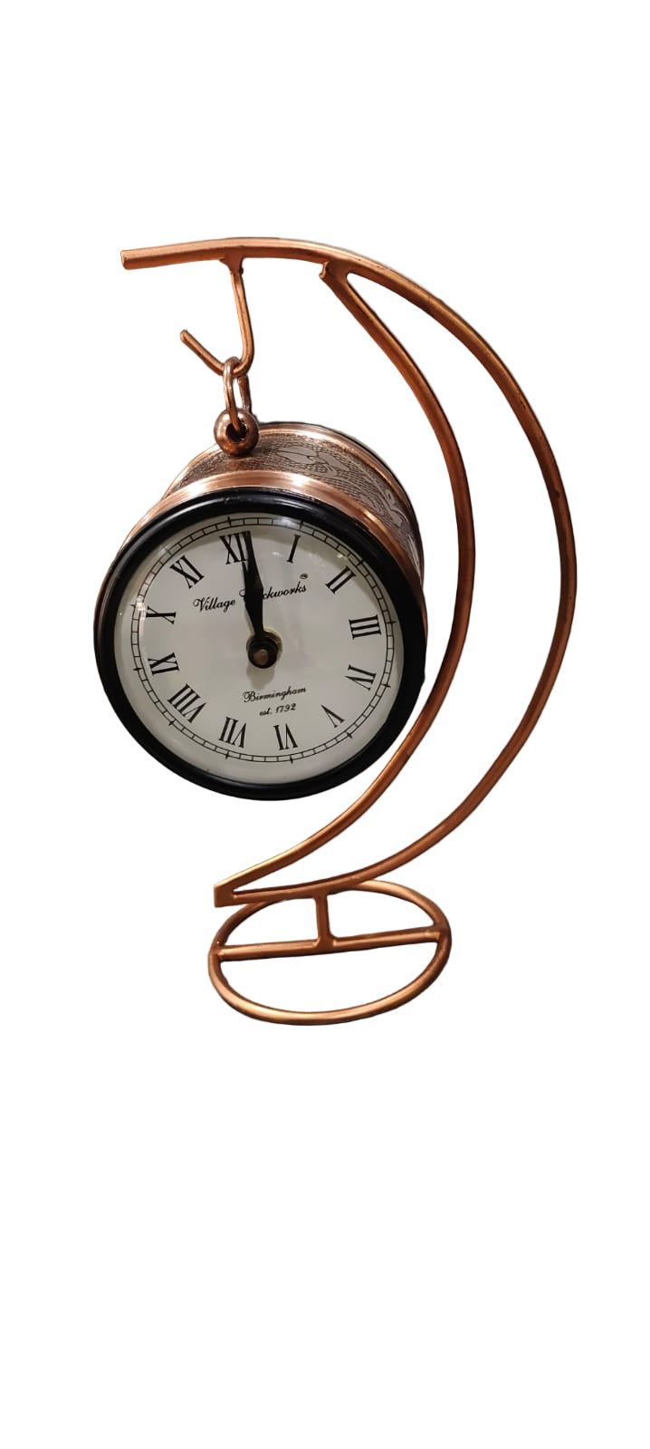 Copper Color Metal Table Top Twin Side Clock
