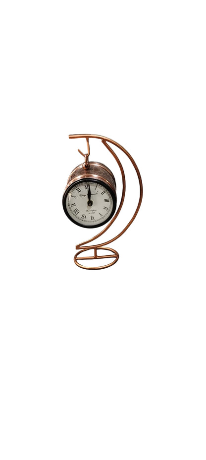 Copper Color Metal Table Top Twin Side Clock