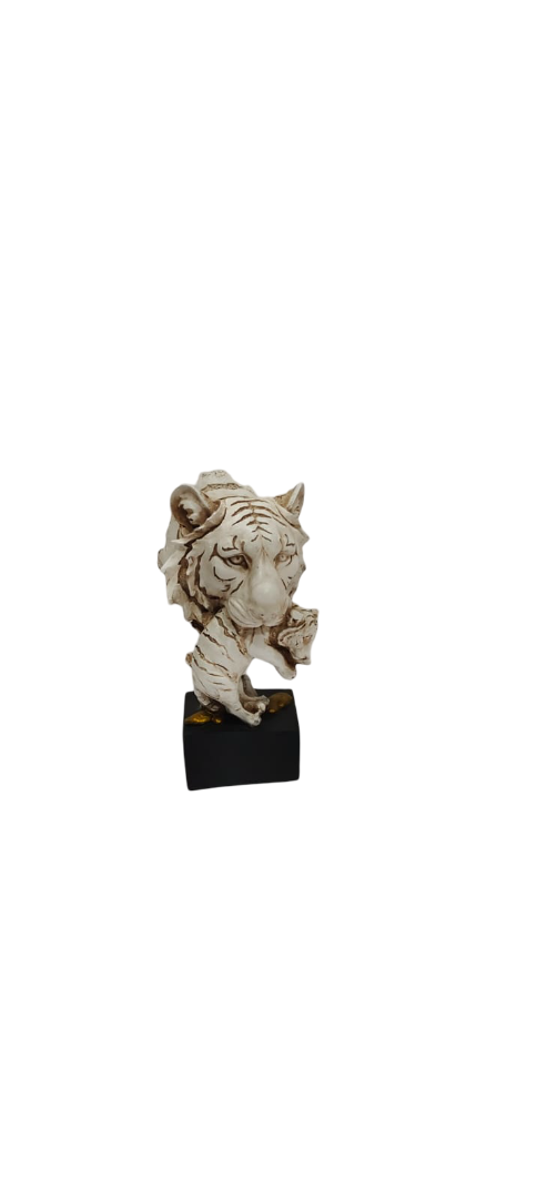 White Resin Lion Bust Showpiece
