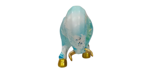Aqua Marble Finish Resin Bull