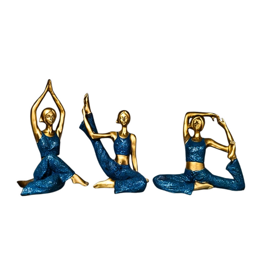 Yoga Lady Set of 3 – Polyresin Decorative Showpieces for Home & Office