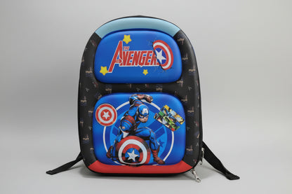 A Hard Shell Avenger Picnic Bag with Captain America and other Avengers character designs in a 3D effect on the fabric.