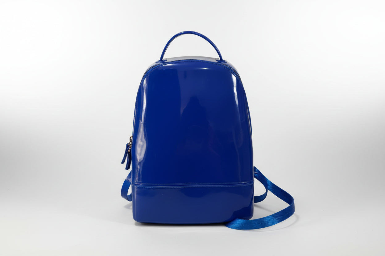 Blue backpack on a white background