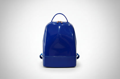 Blue backpack on a neutral background