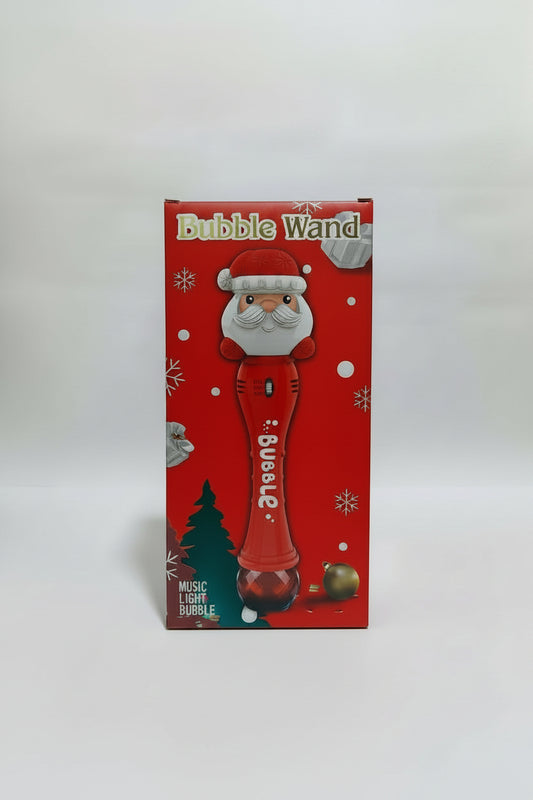 Red bubble wand packaging with Santa Claus design on a white background