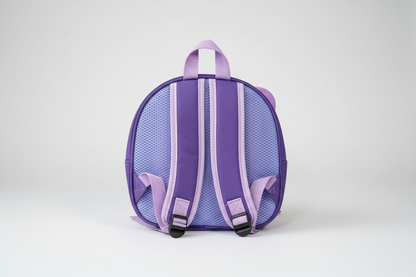Purple backpack with mesh design on a white background