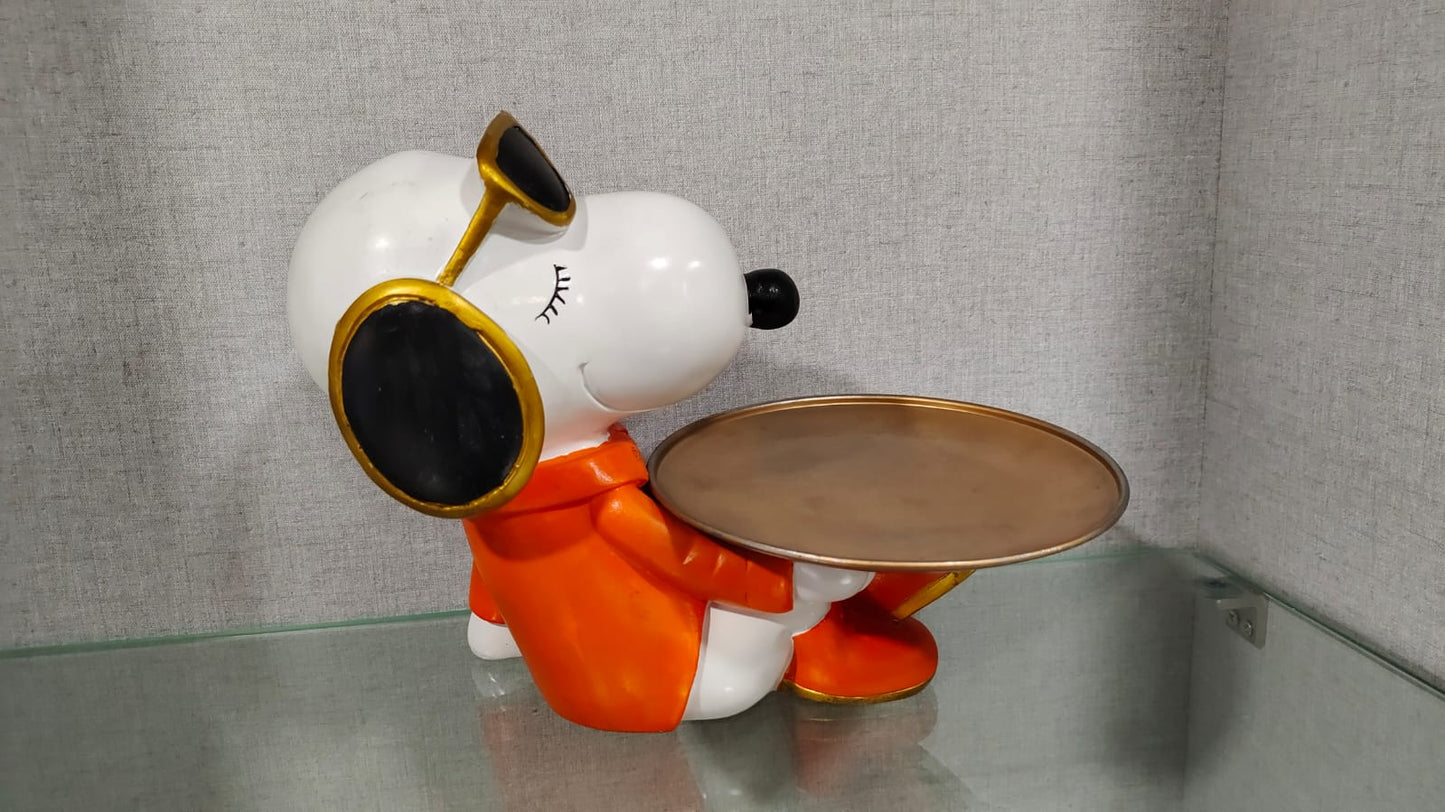 Dog with Plate Resin Showpiece