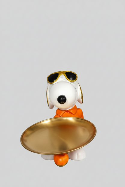 Dog with Plate Resin Showpiece