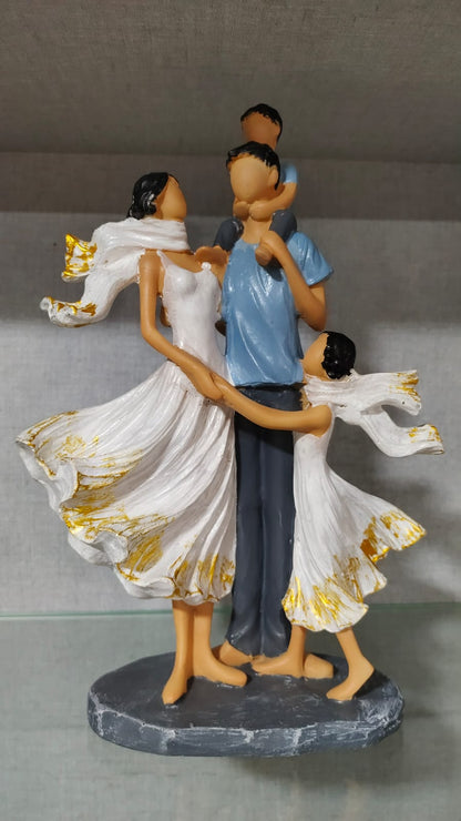 White and Blue Handcrafted Romantic Couple with Kids