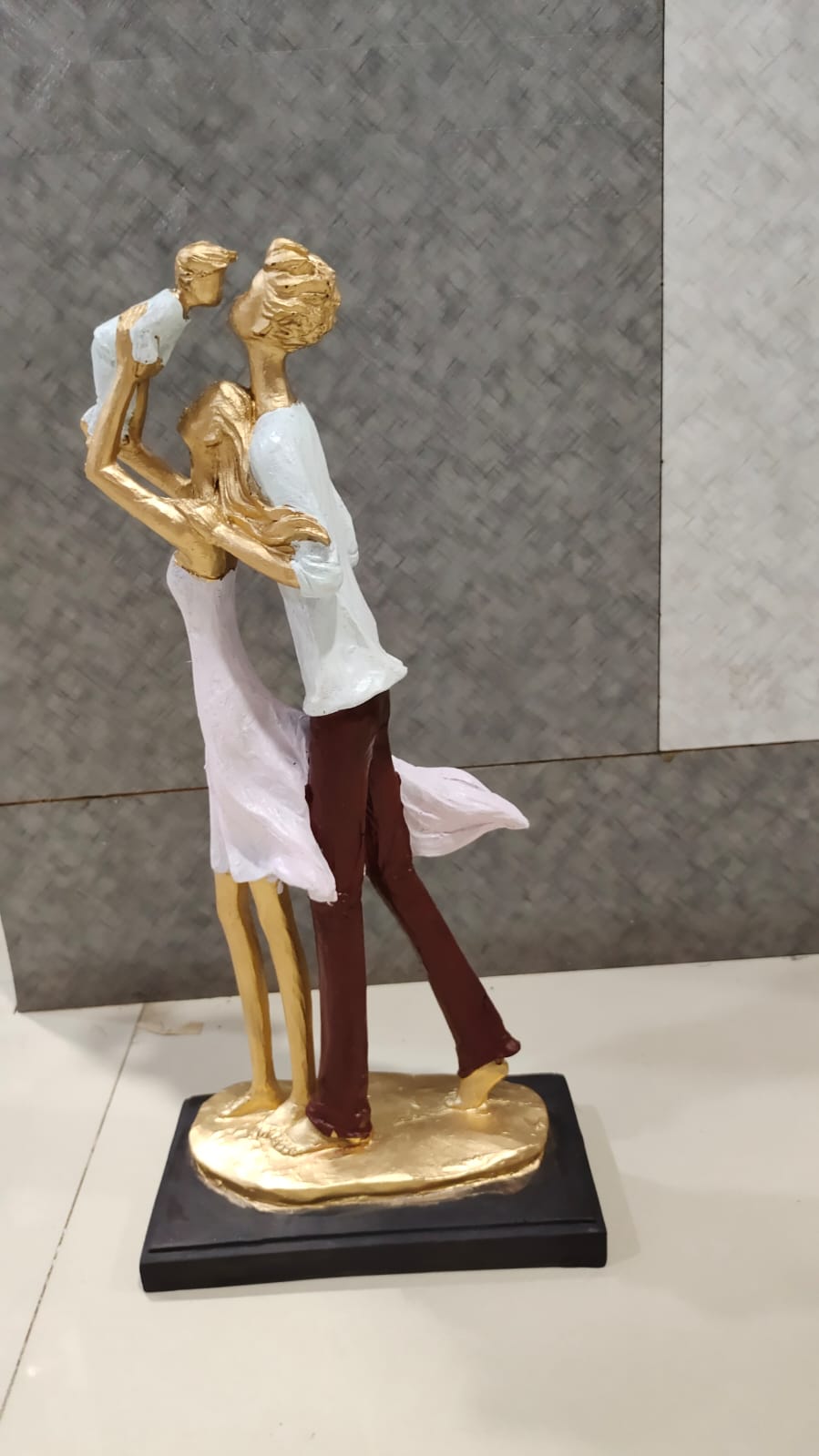 Decorative Family With One Kid Resin Figurine