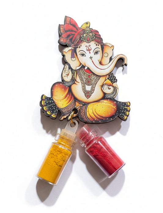 Wooden Ganesha Haldi Kumkum Set