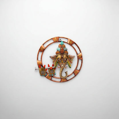 Ganesha Golden Decoration Metal Wall Art, Size: 18 * 18 Inches