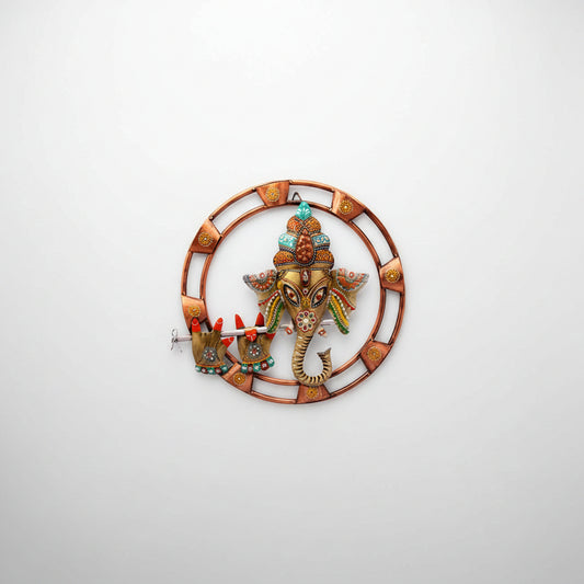 Ganesha Golden Decoration Metal Wall Art, Size: 18 * 18 Inches