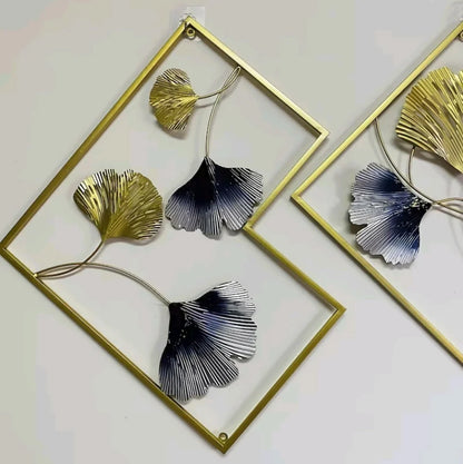 The Golden Ginkgo Leaf Metal Frame Wall Art