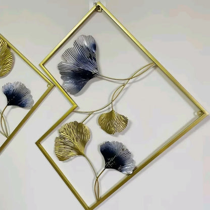 The Golden Ginkgo Leaf Metal Frame Wall Art
