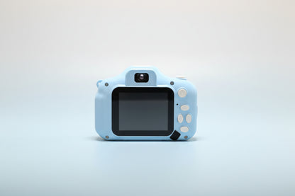 Children's toy camera with a screen and buttons on a white background