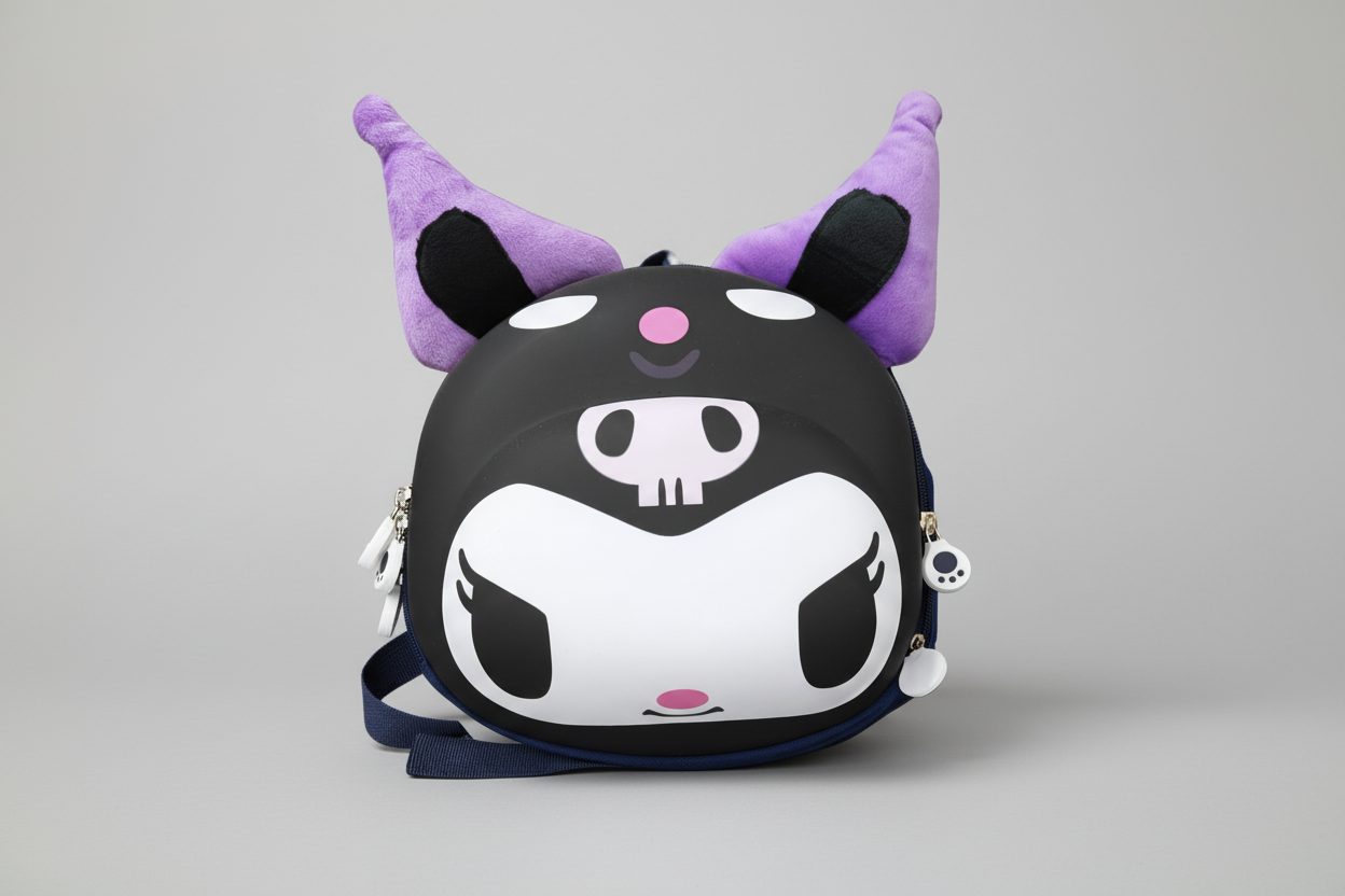 Children's backpack with cartoon face design on a white background