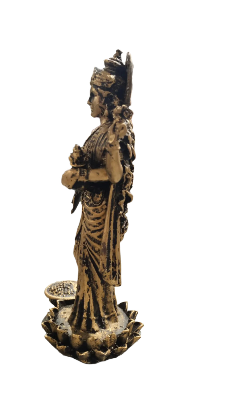 Standing Lakshmi Ji Statue - Resin, Antique Finish, Handcrafted