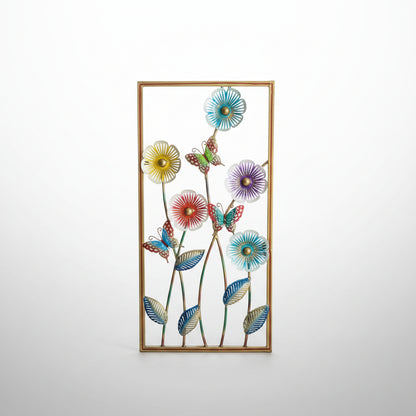 A set of colorful handcrafted metal showpieces depicting traditional Rajasthani figures, displayed on a marble surface.