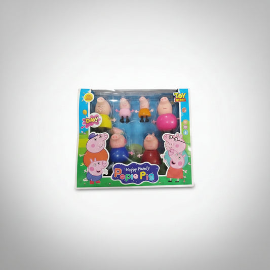 Packaged set of Peppa Pig toy figures featuring the character Peppa Pig and her family members. The toys are in plastic packaging with a 'Happy Family' theme.