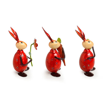 Bustling Bunnies Hand-Painted Garden Metal Decoration (Set of 3) Dimensions: 6 inches (each)