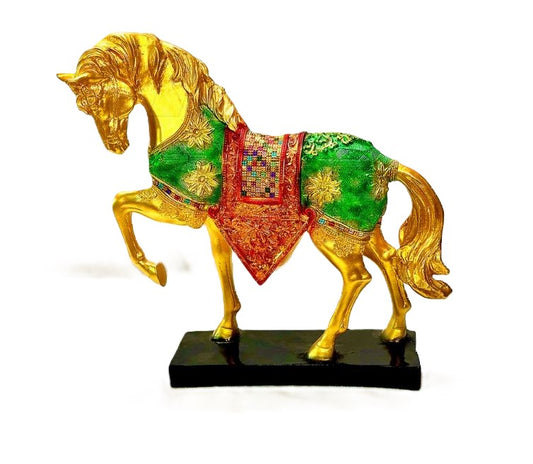 Dynamic Multicolor Running Horse Polyresin Showpiece