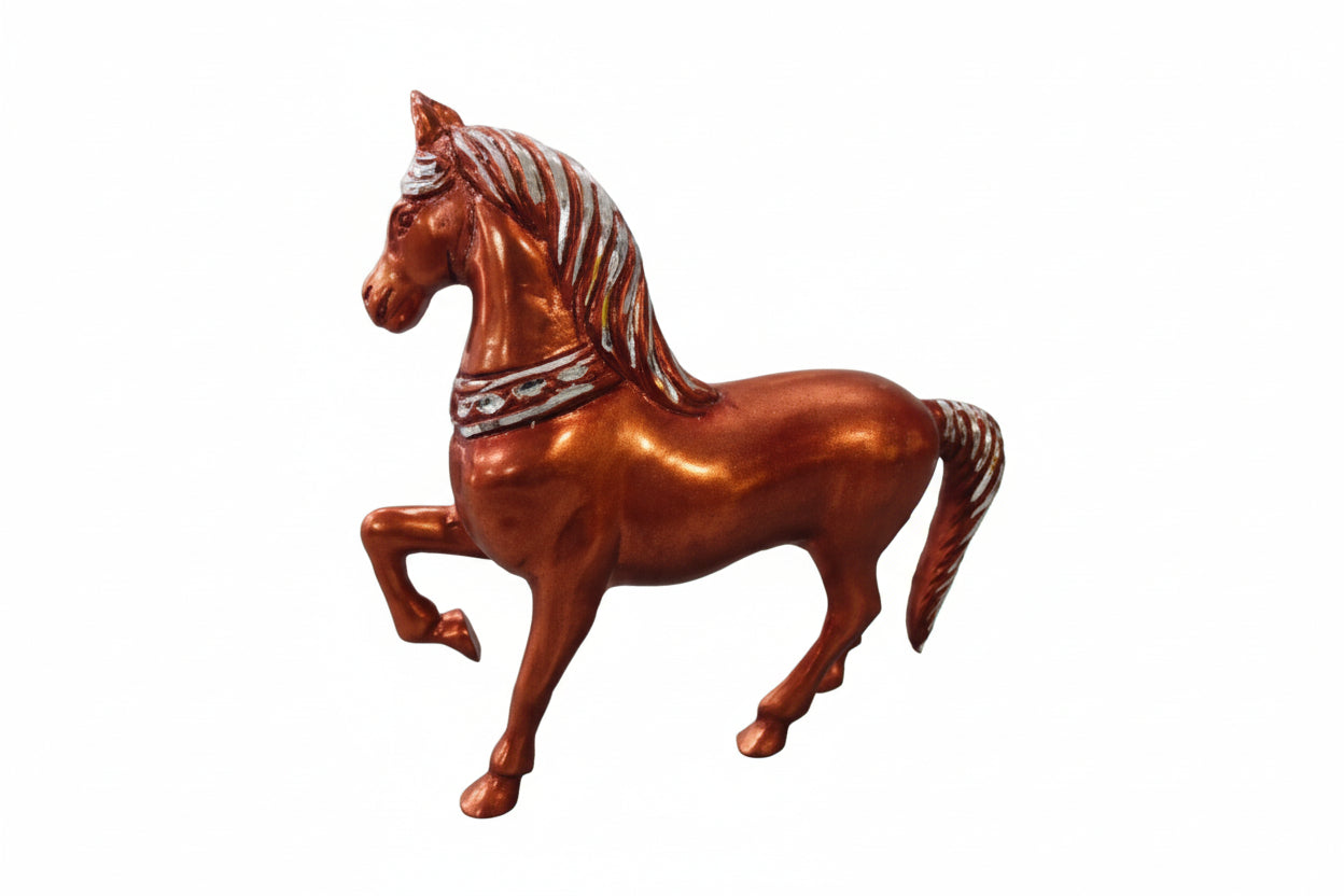 Bronze horse figurine on a white background