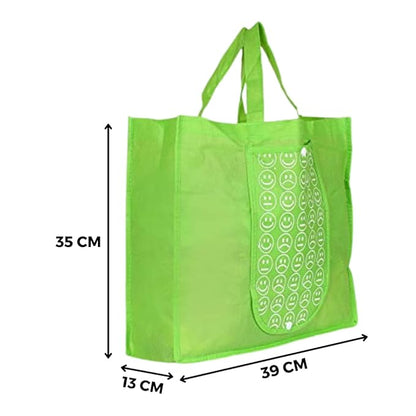 Reusable Foldable Shopping Bag with Smiley Print