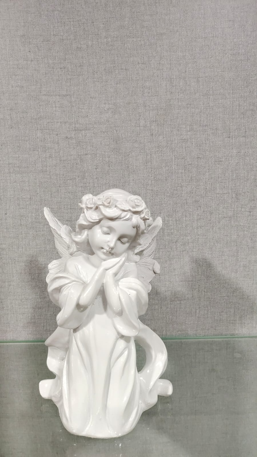 Praying Angel Small White Resin Figurine
