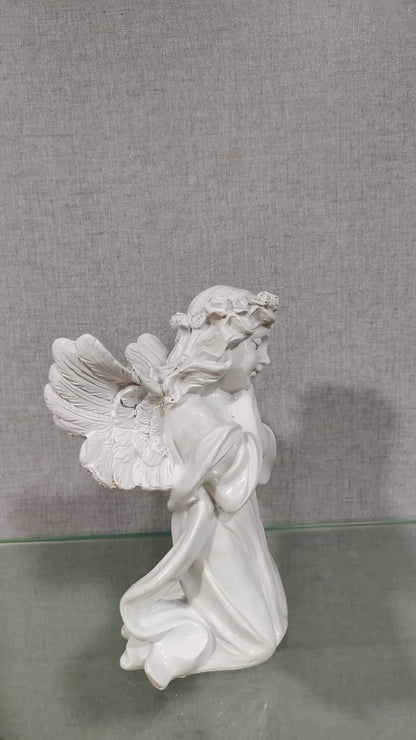 Praying Angel Small White Resin Figurine