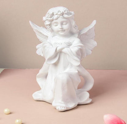 Praying Angel Small White Resin Figurine