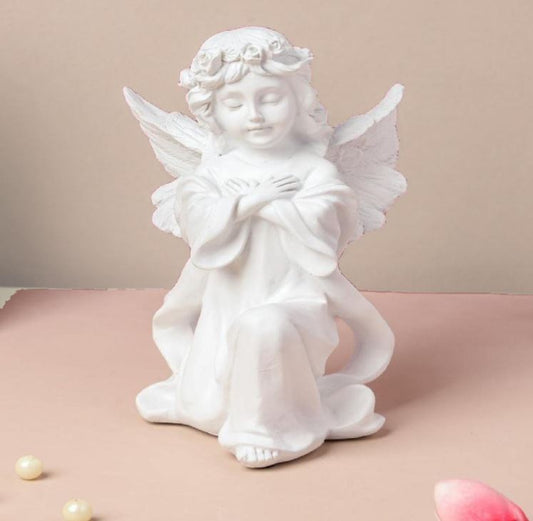 Praying Angel Small White Resin Figurine