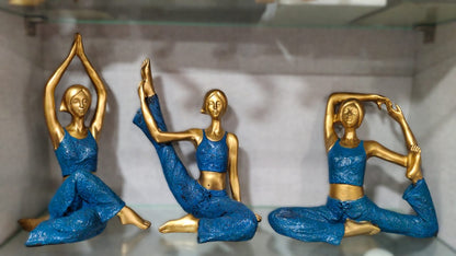 Yoga Lady Set of 3 – Polyresin Decorative Showpieces for Home & Office